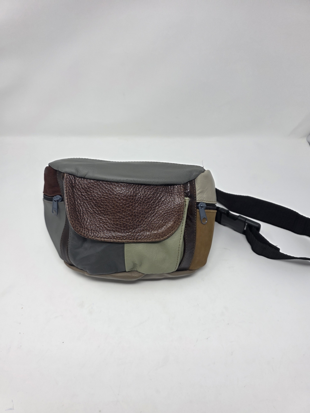 Genuine Leather Patchwork Belt Bag Boho Y2K Waist Pack Crossbody Fanny Pack